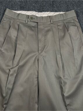 Ermenegildo Zegna Green Wool Double Pleated Dress Pants Mens Size 32x31 Trousers